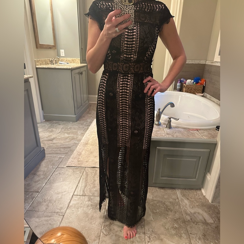 Black and champagne dress